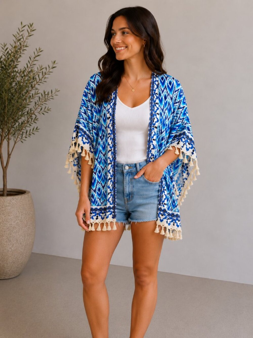Bobbie Brooks Boho Tassel Kimono